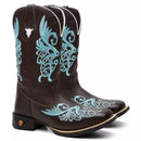 Bota Texana Feminina "Floral Azul" - Esporatto