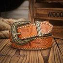 Cinto Western Antigo em Couro Premium